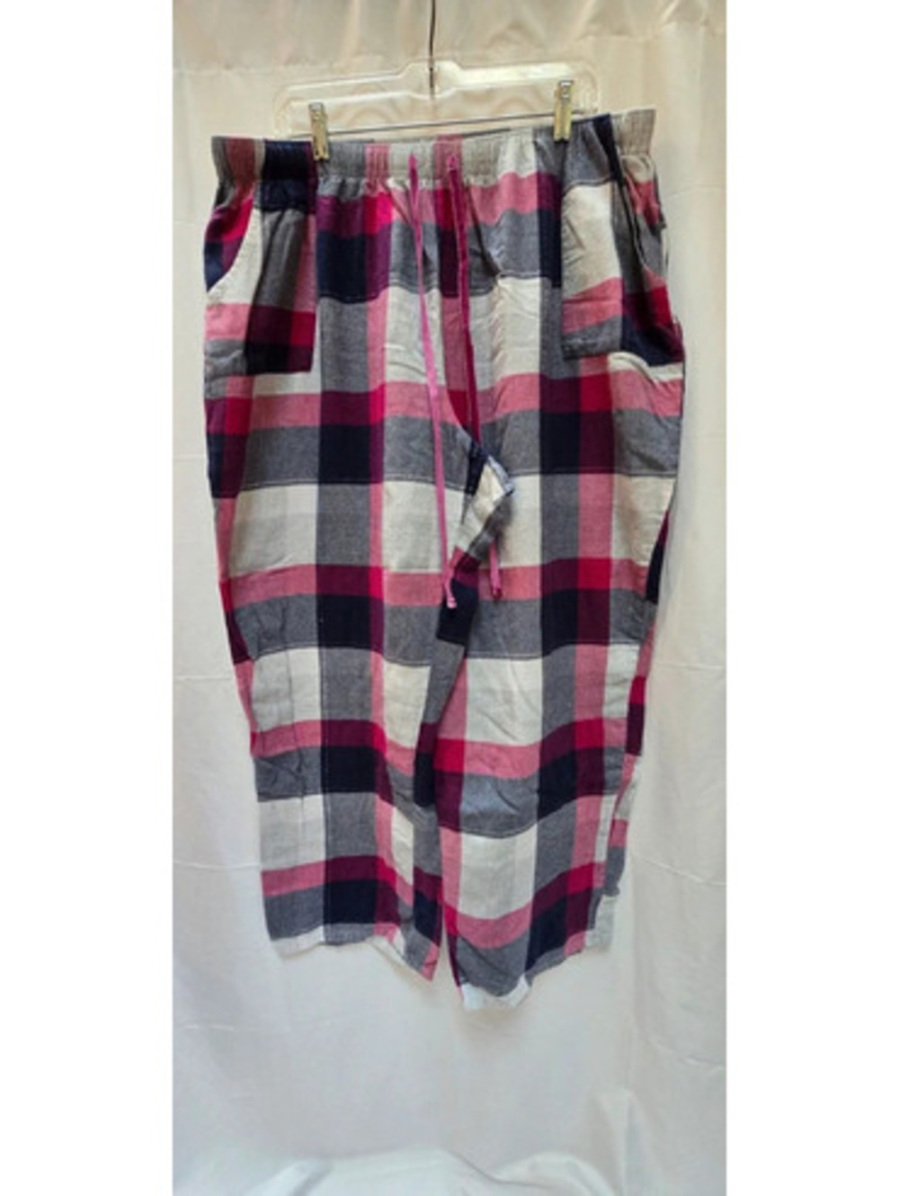 Pink Navy Gray Plaid Lounge Pajama Pants